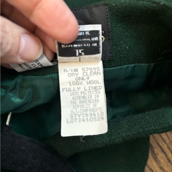 REQUIREMENTS  green wool fully lined zip up women pencil skirt - Picture 6 of 6